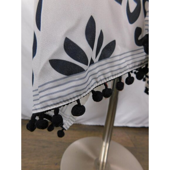 Black White Boho Tribal Kimono Tassel Pompom OS - Picture 4 of 11